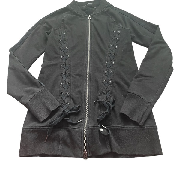 Armani Exchange Lace Up Zip Jacket Sweater Tunic Size Medium - Picture 2 of 7